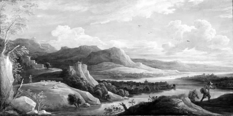 Paesaggio con monti e fiume - Statens Museum for Kunst
